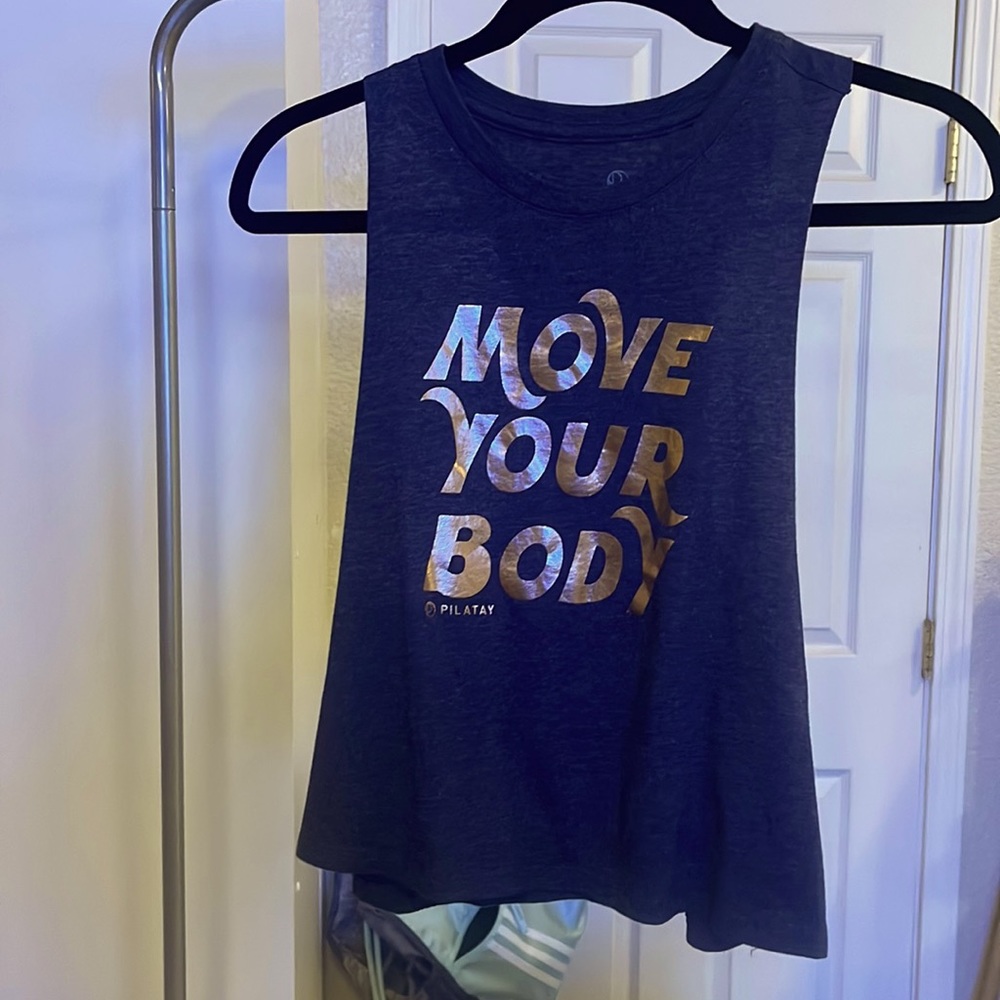 Pilatay Tank Top- Navy blue w/ gold writing- size M